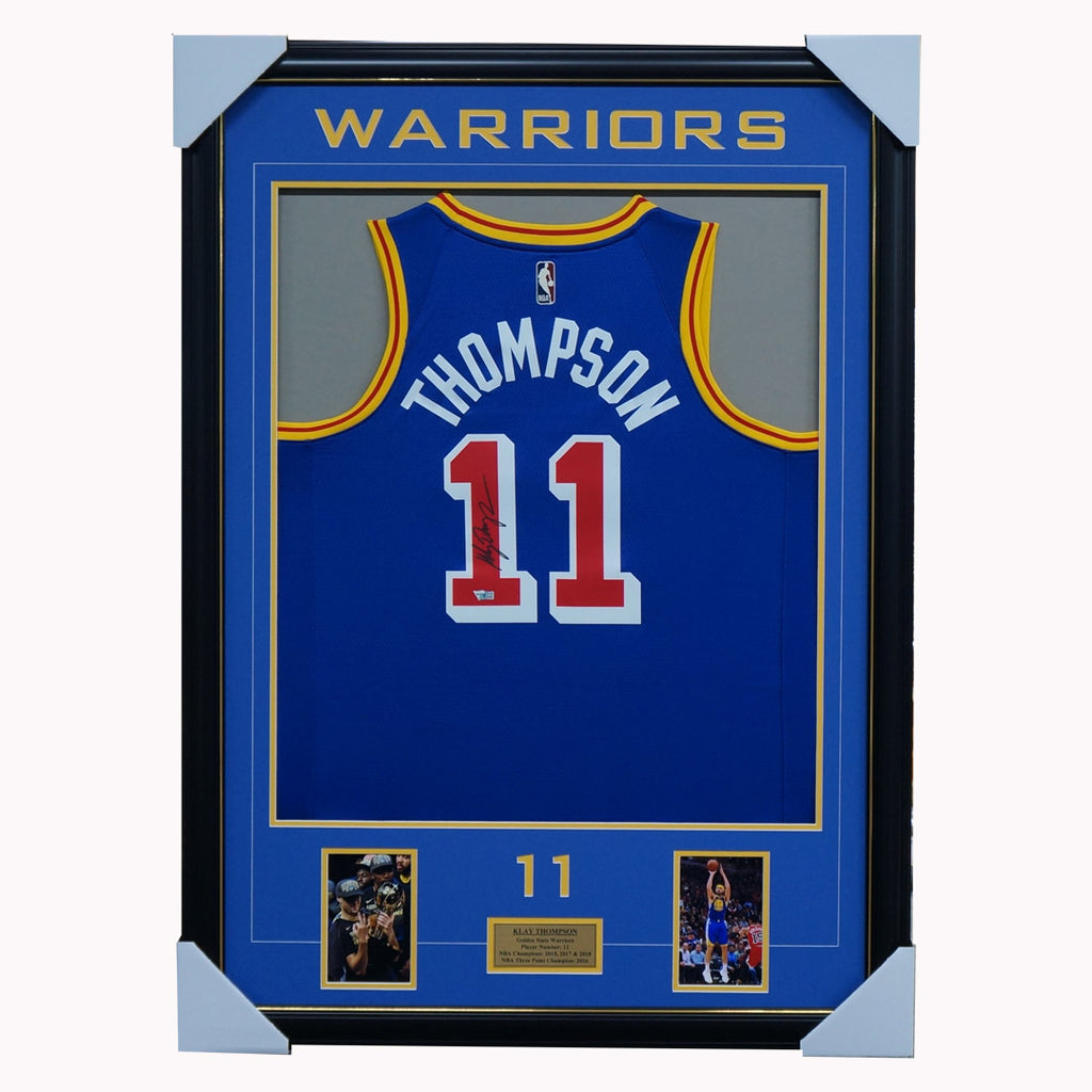 Klay Thompson Signed Fanatics Official NBA Golden State Warriors Jersey Framed - 5165