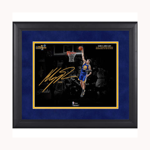 Klay Thompson Golden State Warriors Framed 11" x 14" 2017 NBA Finals Champions Dunk Spotlight Photograph - Facsimile Signature - 5111