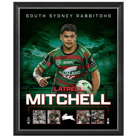 Latrell Mitchell South Sydney Rabbitohs Official NRL Player Print Framed New - 4753