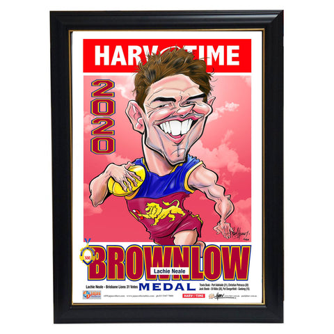 Lachie Neale 2020 Brownlow Medal Brisbane Lions Harv Time Limited Edition Print Framed - 4552