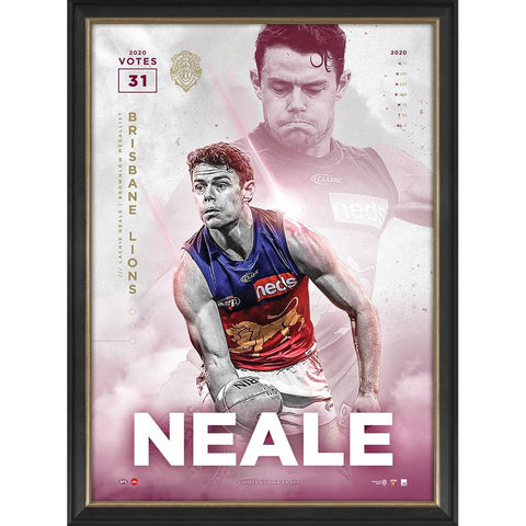 Lachie Neale 2020 Official Afl Brisbane Lions Brownlow Medal Sportsprint Framed - 4550