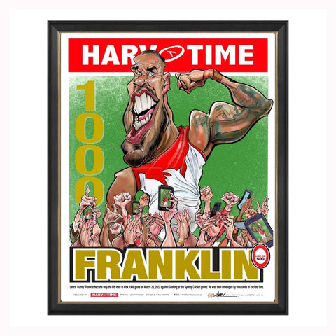 Lance Franklin 1000 Goals Sydney Swans Harv Time Caricature L/E Print Framed - 5155
