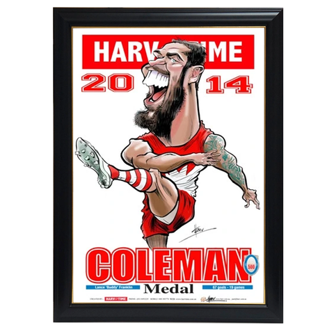 Lance Franklin, 2014 Coleman Medallist, Harv Time Print Framed - 4308