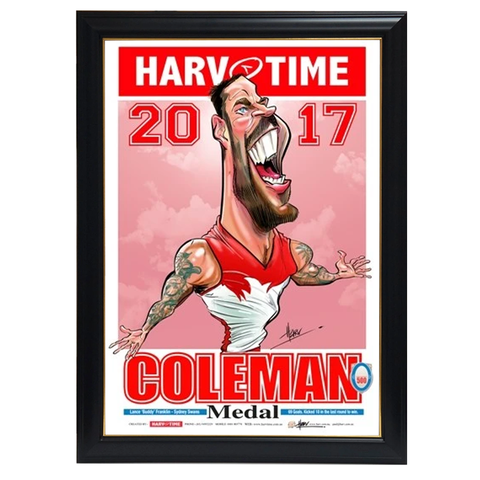 Lance Franklin, 2017 Coleman Medallist, Harv Time Print Framed - 4247