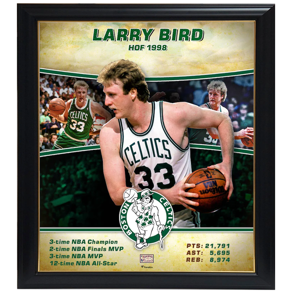 Larry Bird Boston Celtics Player Collage Facsimile Signed Official Nba Print Framed - 4342