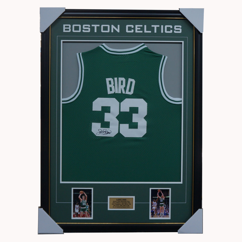 Larry Bird Signed Boston Celtics Signed Jersey Framed with Photos - 2036