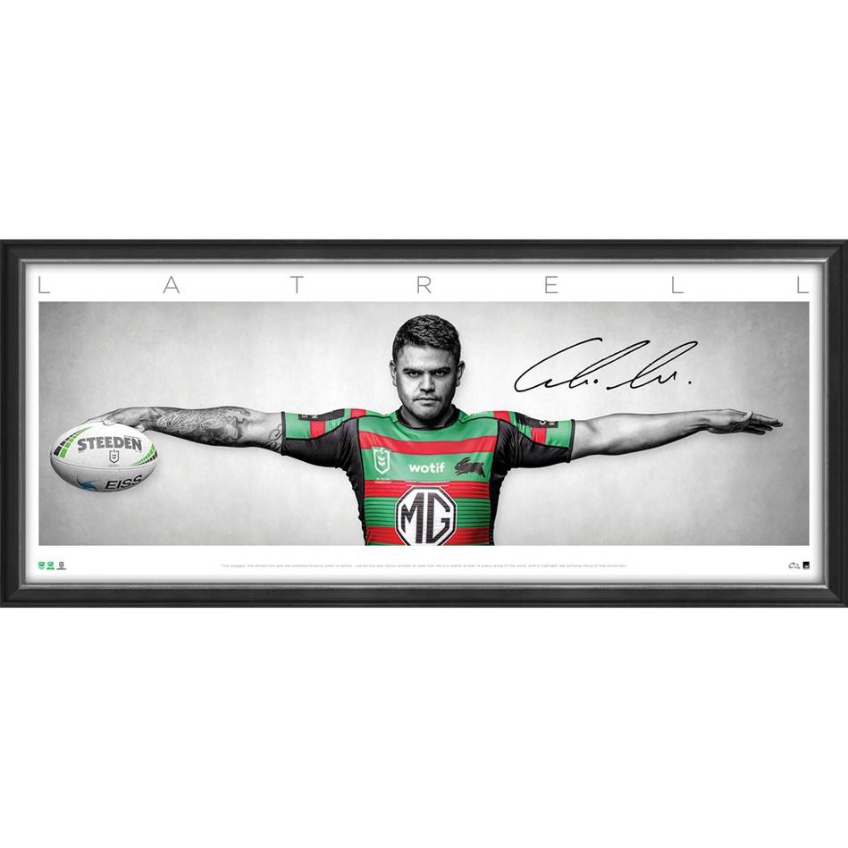 Latrell Mitchell Signed South Sydney Rabbitohs Wings Official NRL Print Framed - 5205