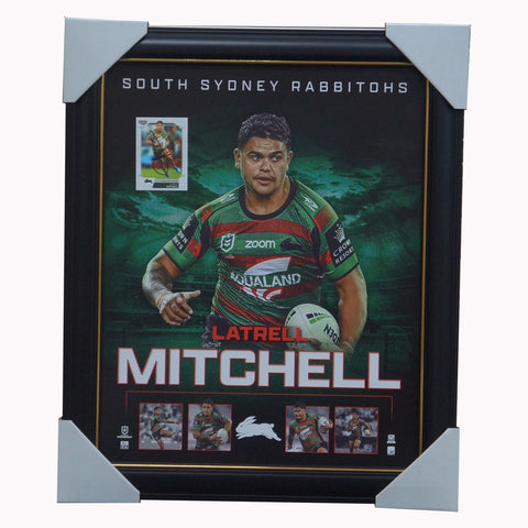 Latrell Mitchell South Sydney Rabbitohs Official NRL Player Print Framed + Signed Card - 5161