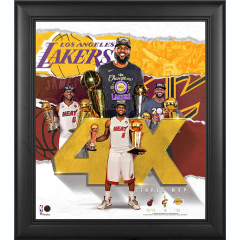 LeBron James Los Angeles Lakers Framed 15" x 17" 4X NBA Finals MVP Collage Official Fanatics - 4616