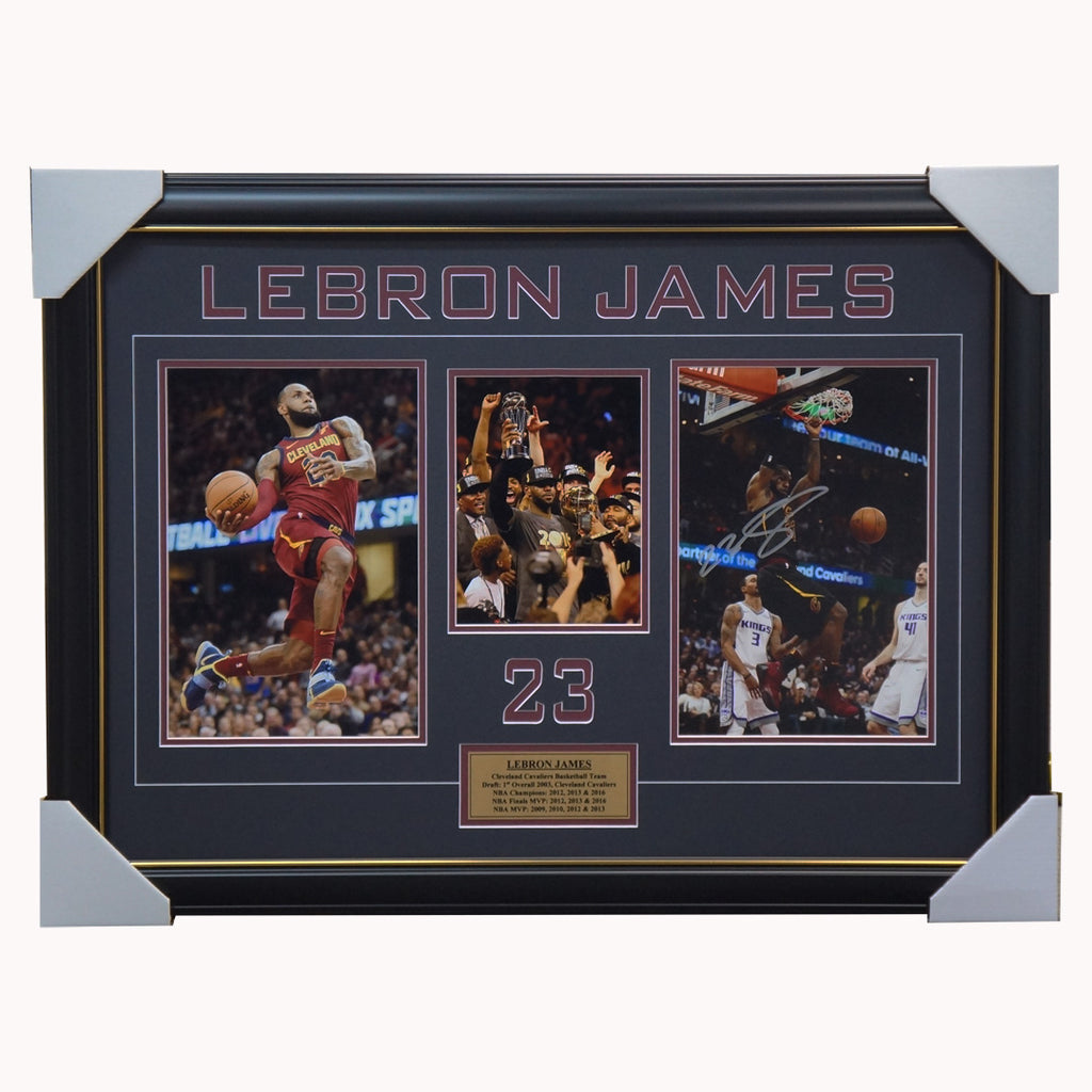 Lebron James Signed Cleveland Cavaliers Photo Collage Framed Nba Champions - 2985