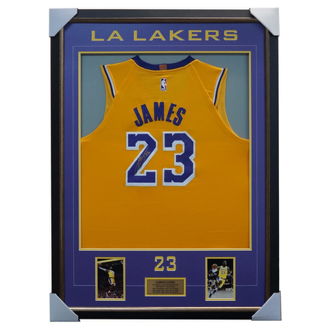 Lebron James Signed Los Angeles Lakers Yellow Jersey Frame 100% Authentic + Coa - 3573