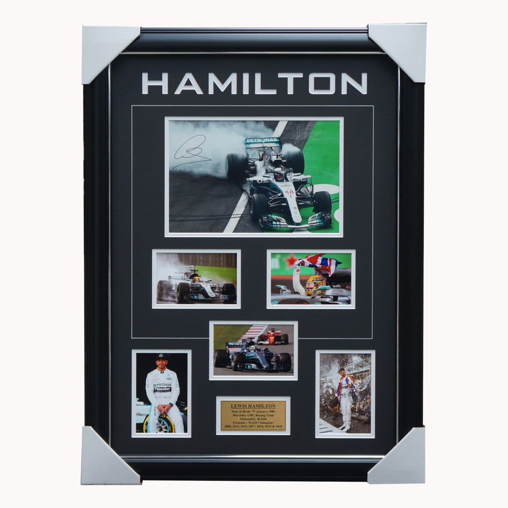 Lewis Hamilton Hand Signed Mercedes World Champion Collage Framed + COA - 3035