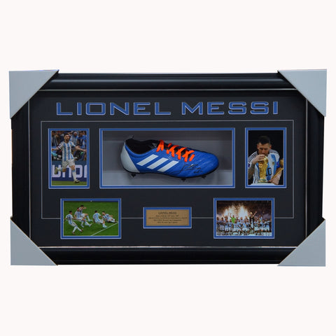 Lionel Messi Signed Adidas Boot Box Framed Argentina 2022 World Cup Champions - 5376