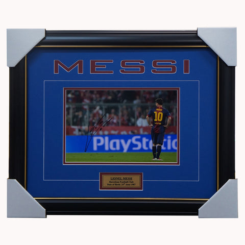 Lionel Messi Signed Barcelona Football Club Photo Framed With Plaque + Coa - 3238