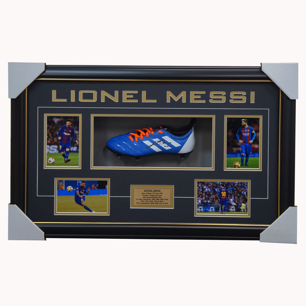 Lionel Messi Signed Barcelona Adidas Boot Box Framed Fifa Ballon D'or - 2883