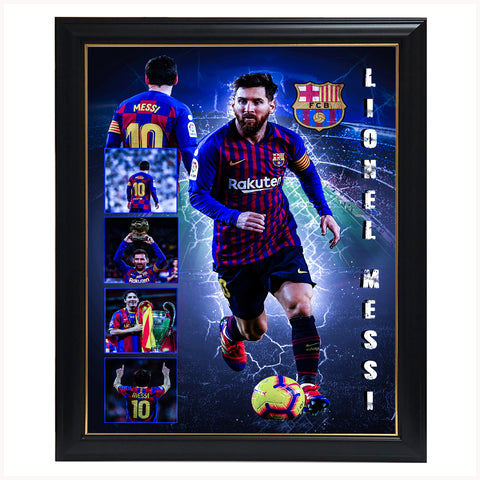 Lionel Messi Barcelona Champion Collage Print Framed - 4366