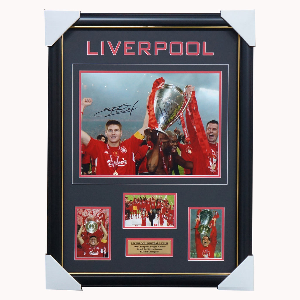Liverpool Signed 2005 Champions League Photo Framed - Steven Gerrard & Carraher - 3443