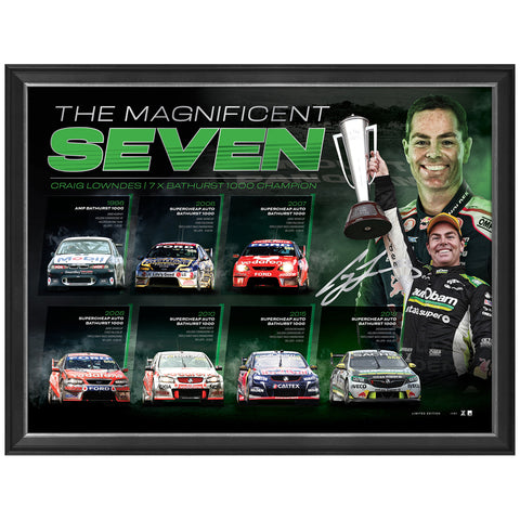 Craig Lowndes Signed "The Magnificent Seven" Bathurst Official Triple Eight Print Framed - 4786