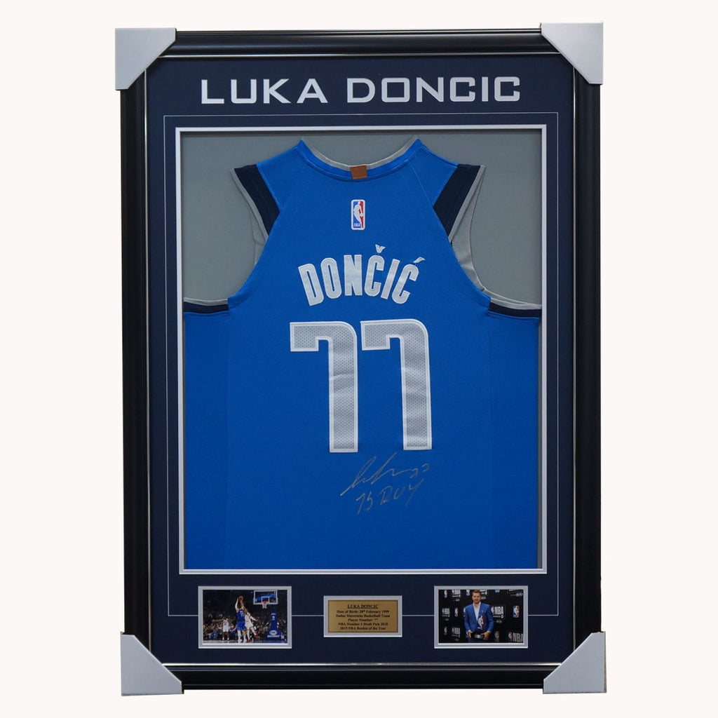 Luka Doncic Signed Dallas Mavericks Nba Jersey Framed 2019 Rookie of the Year - 3985