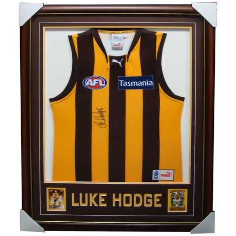 Luke Hodge Hawthorn Captain Signed Jumper Framed with Cards - 1175