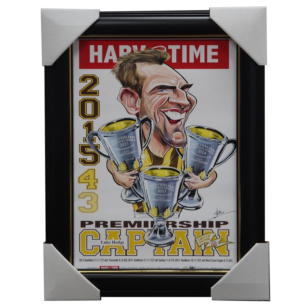 Luke Hodge Hawthorn Premiership Captain Harv Time L/e Print Framed - 3122