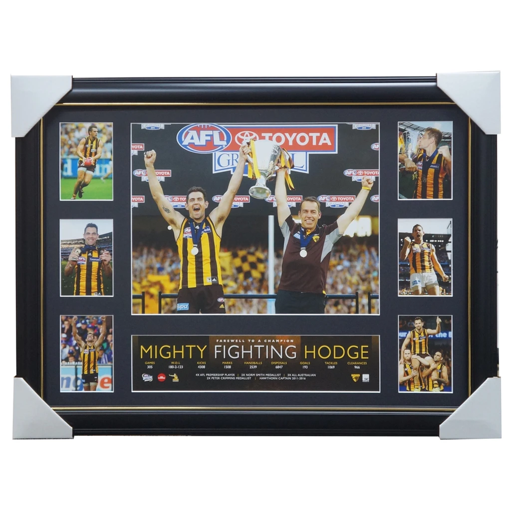 Luke Hodge Mighty Fighting Hodge Deluxe Tribute Print Framed 4 x Premierships Norm Smith - 3445