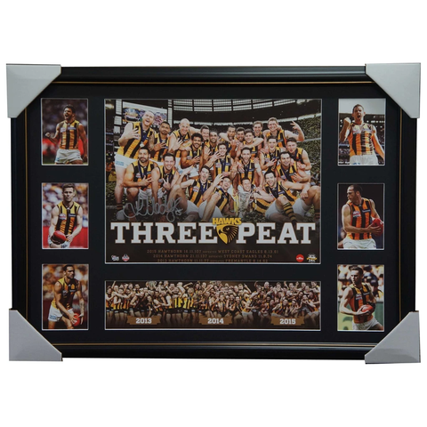 Luke Hodge Signed 2015 Premiers Hawthorn 3-PEAT Premiergraph Framed - 2684