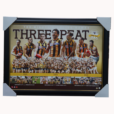 Hawthorn Signed Luke Hodge 3-peat Premiers Afl Print Framed - 3126