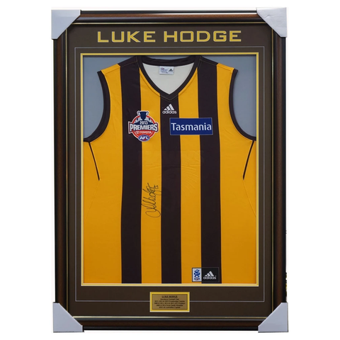 Luke Hodge Signed Afl Hawthorn Jumper Framed With Plaque 4 X Premiers - 2941
