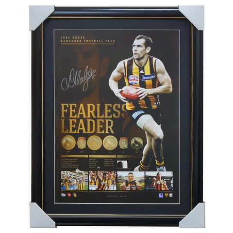 Luke Hodge Signed Fearless Leader Lithograph Hawthorn Retirement Print Framed - 3152