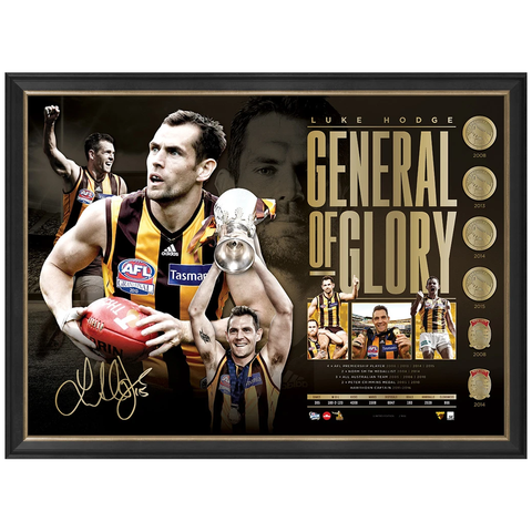 Luke Hodge Signed Hawthorn General of Glory Retirement Afl Official Print Framed - 3154