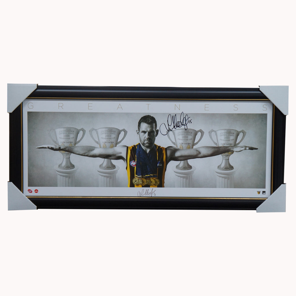 Luke Hodge Hand Signed Official Hawthorn AFL Mini Wings "Greatness" Print Framed - 5335