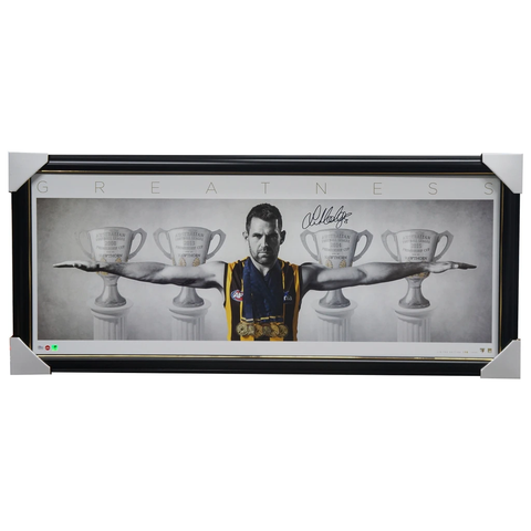 Luke Hodge Signed Wings Hawthorn Print Framed inc Premiership Cups - 3141