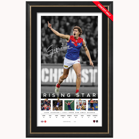Luke Jackson Signed Official AFL Melbourne 2021 Rising Star Print Framed - 4858