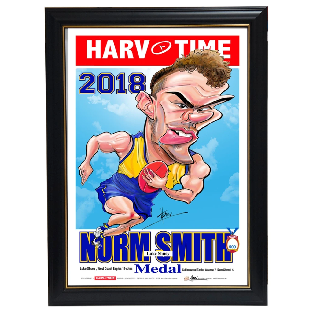 Luke Shuey 2018 Norm Smith West Coast Eagles 2018 Premiers L/e Official Harv Time Print Framed - 3514