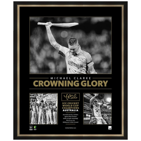 Michael Clarke Signed Crowning Glory 2015 Icc World Cup Tribute Print Framed - 1055