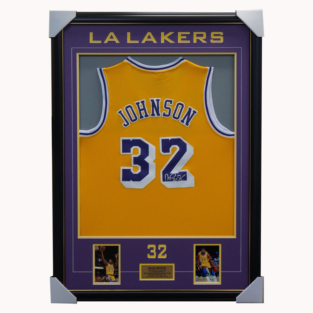 Magic Johnson Signed La Lakers Jersey Framed With Photos 100% Authentic + Coa - 1901