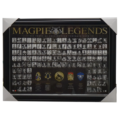 Magpie Legends Collingwood L/e 125th Anniversary Afl Print Framed Brownlow Norm Smith Premiership - 3111