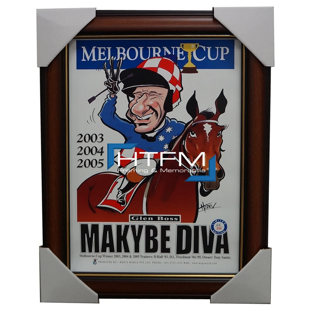 Makybe Diva Melbourne Cup Champion Harv Time Limited Edition Print Framed Boss - 1828