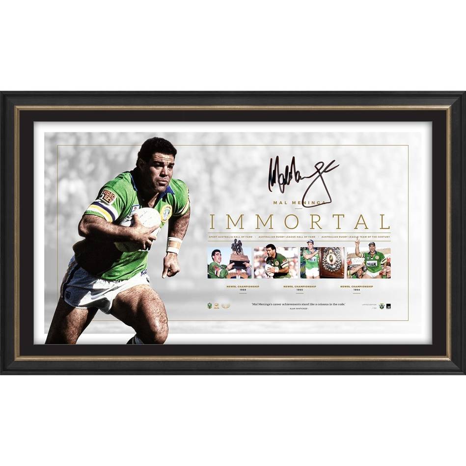 Mal Maninga Signed Canberra Raiders Official Nrl Lithograph Immortal Frame - 4333