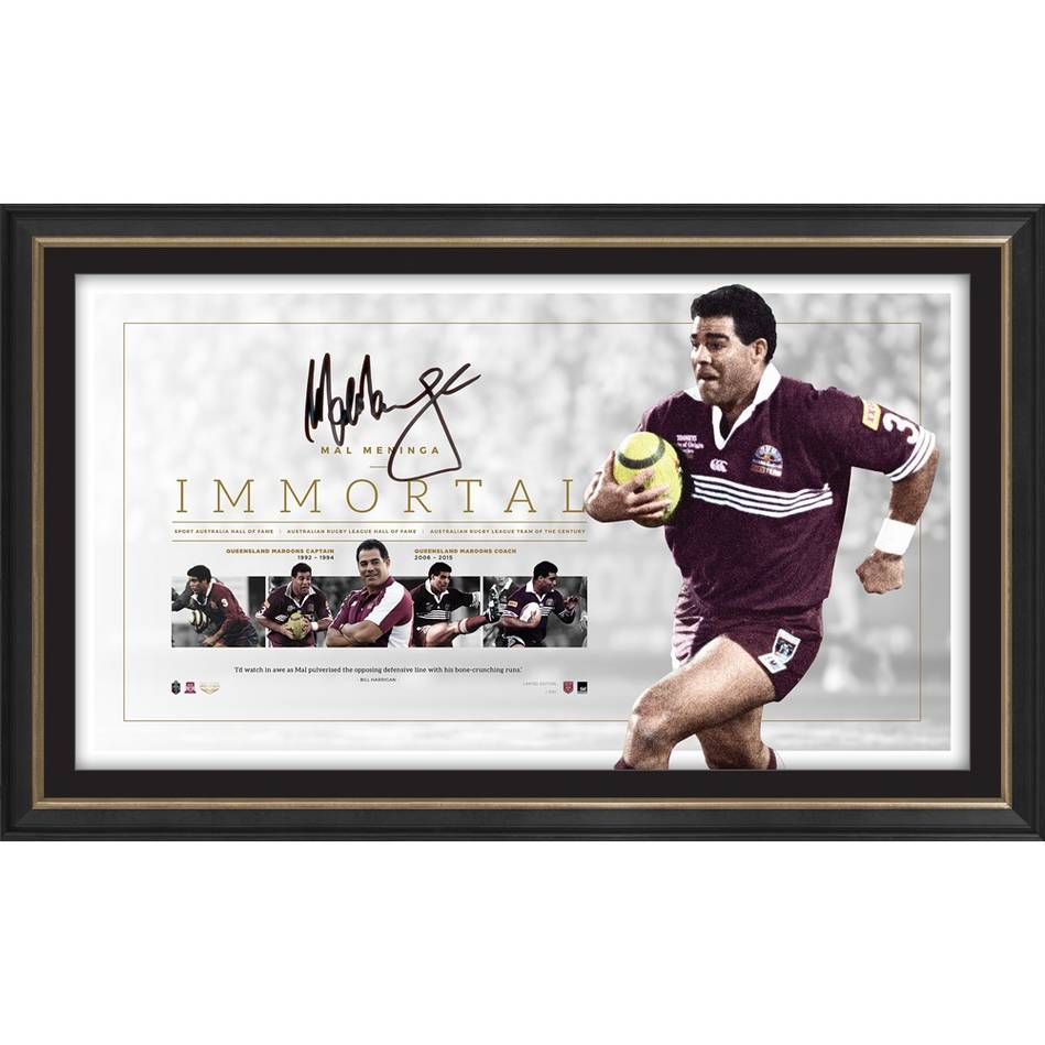 Mal Maninga Signed Queensland State of Origin Official Nrl Lithograph Immortal Frame - 4334