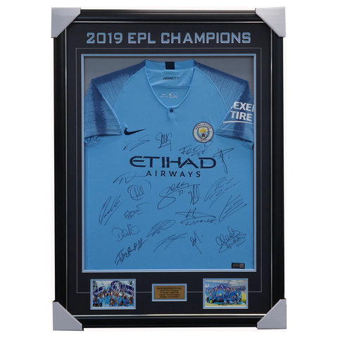 Manchester City Signed 2018/19 Epl Champions Team Jersey Framed Kompany - 3679