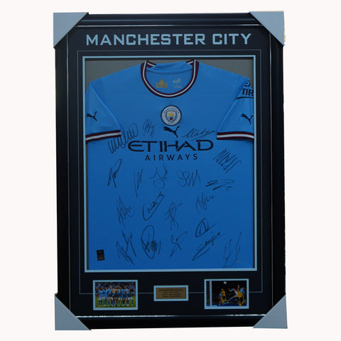 Manchester City Signed 2022/23 Team Jersey Framed Haaland - 5344