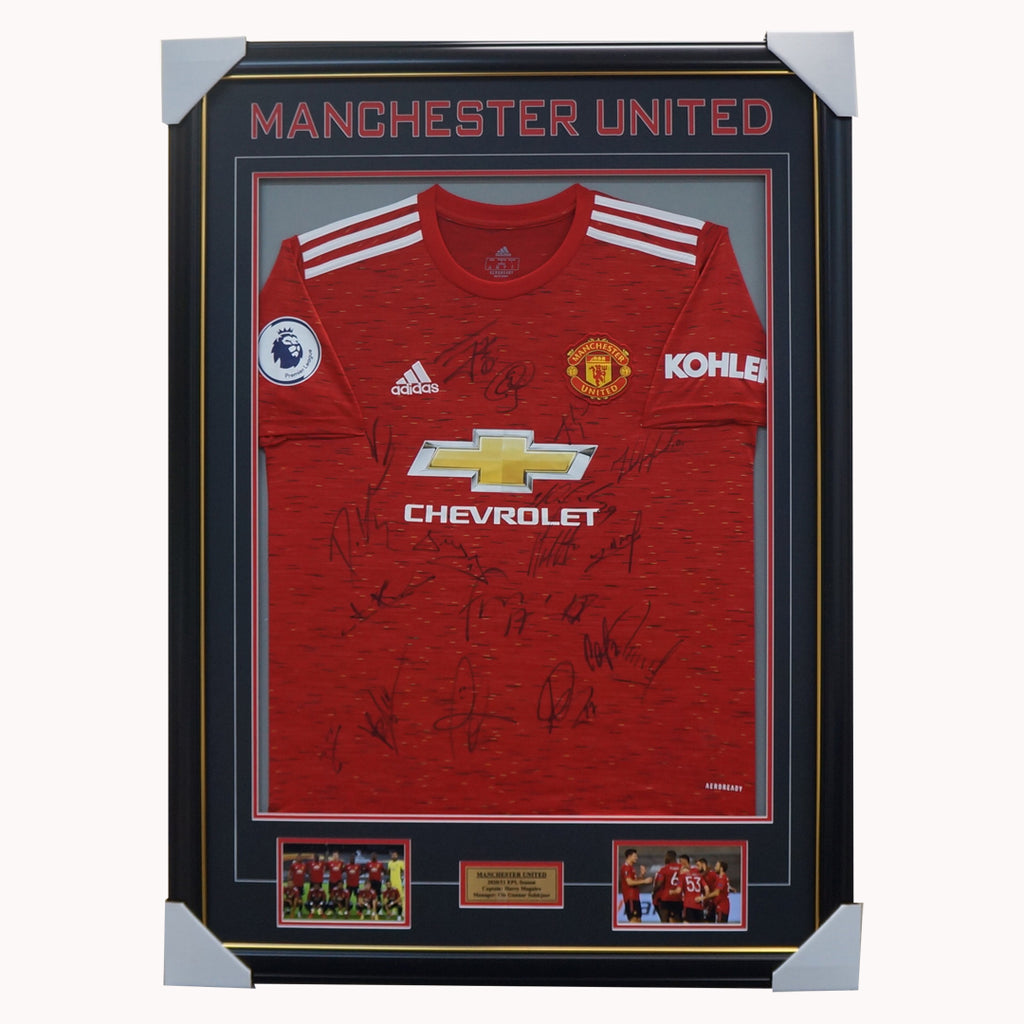 Manchester United Signed 2020/21 Team Jersey Framed Pogba Rashford - 4598
