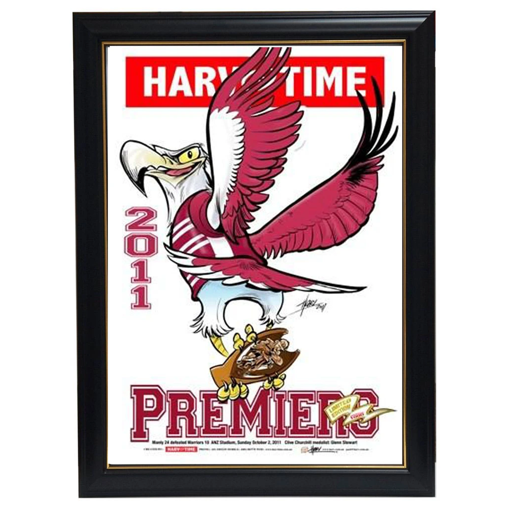 Manly Sea Eagles 2011 Premiers Limited Edition Harv Time Print Framed - 3854