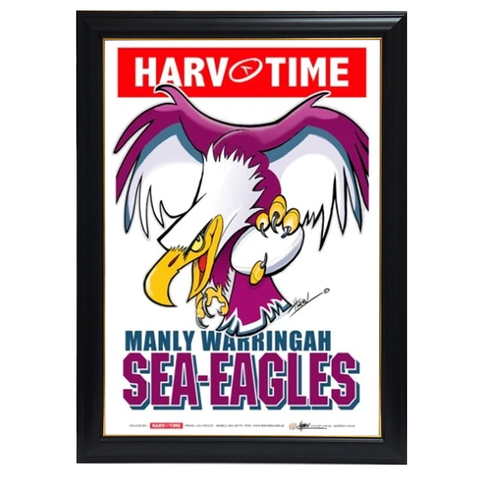 Manly Sea Eagles, Nrl Mascot Print Harv Time Print Framed - 4157