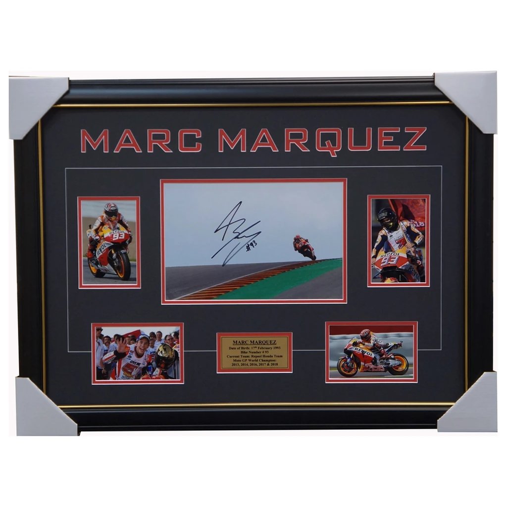 Marc Marquez Signed Repsol Honda World Champion Photo Collage Framed + Coa - 2062