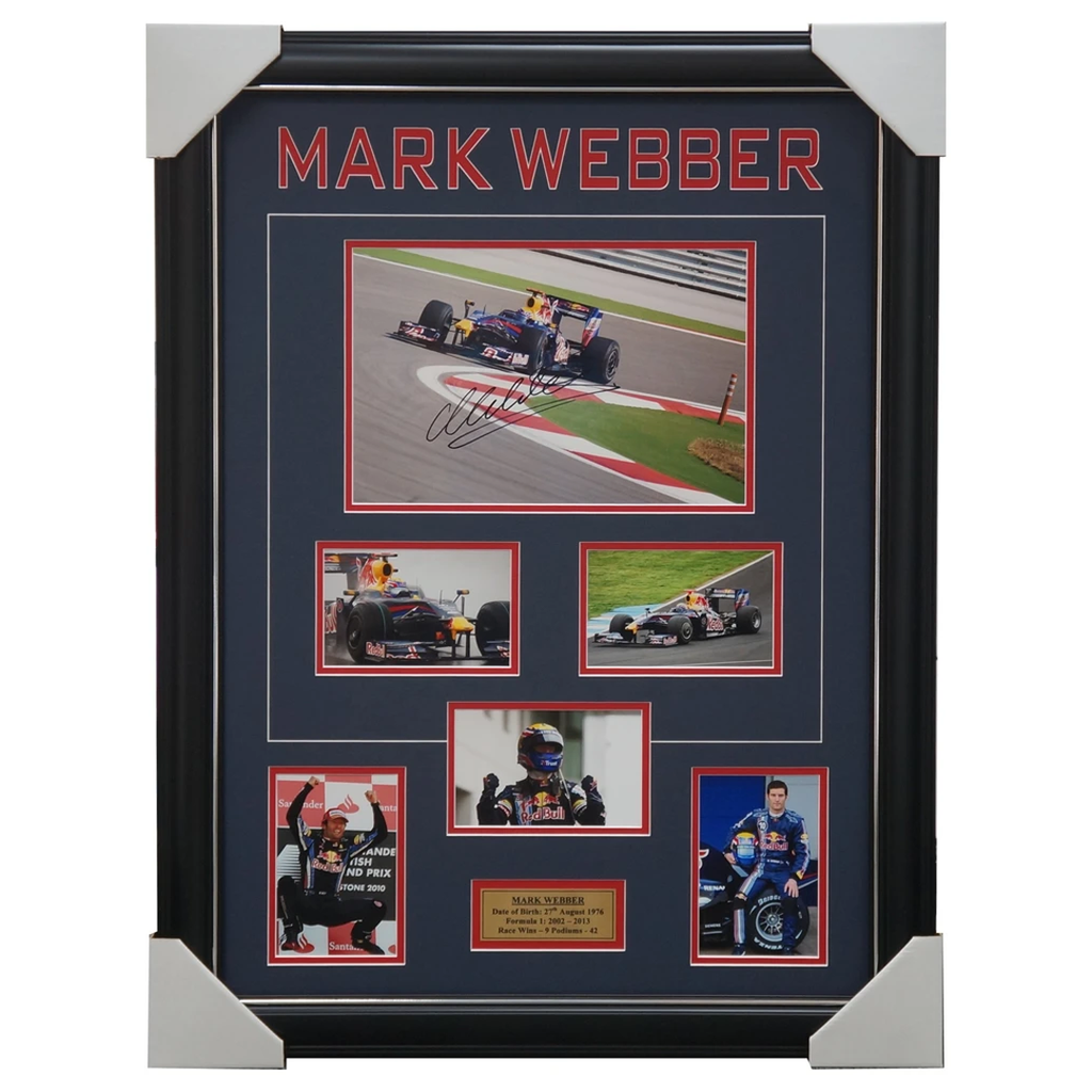 Mark Webber Red Bull Formula 1 Signed Photo Collage Framed - 1035
