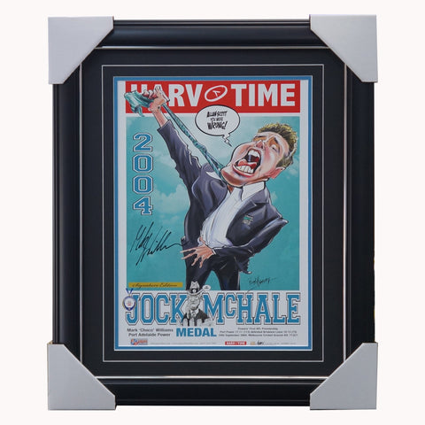 Mark Williams Signed 2004 Premiers Port Adelaide Jock Mchale Medal Harv Time Limited Edition Print Deluxe Frame - 4372