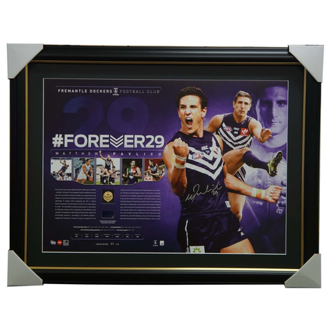 Matthew Pavlich Signed Fremantle Career Retrospective Forever 29 Signed Lithograph Framed - 2920